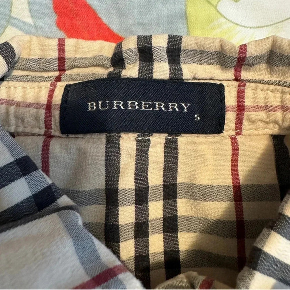 Dress button down 5T shorts sleeves Burberry beige - Picture 2 of 2
